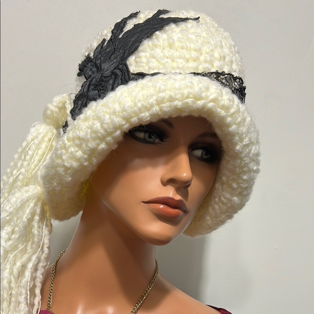 Elegant White and Black Women's Hat
